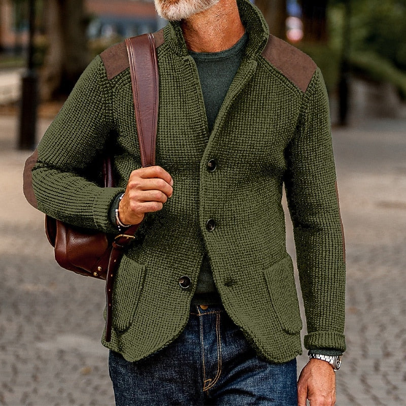 Textured Knit Cardigan for Men
