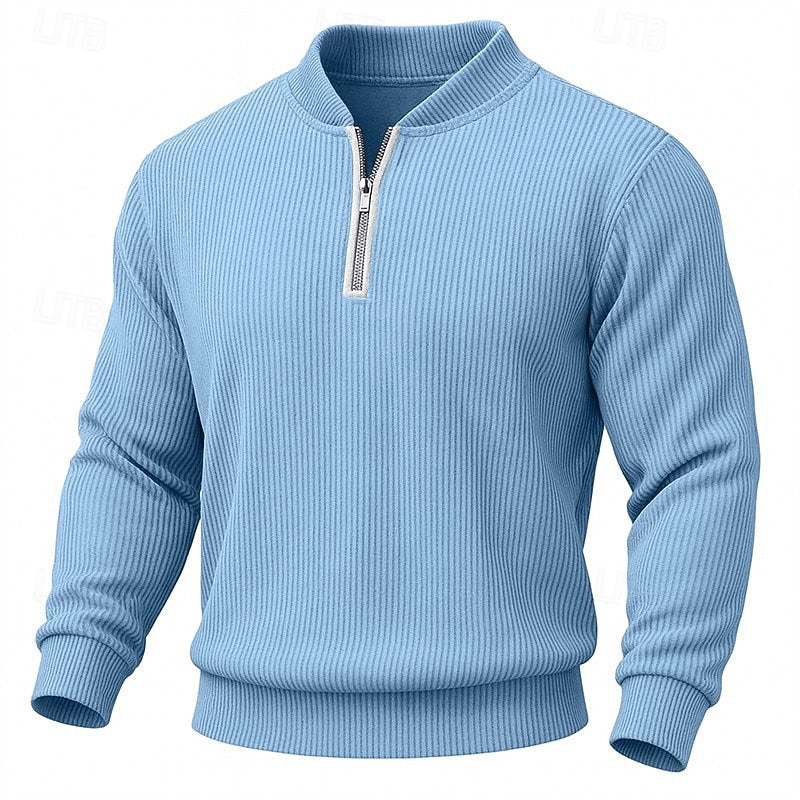 Ribbed Quarter-Zip Pullover for Men