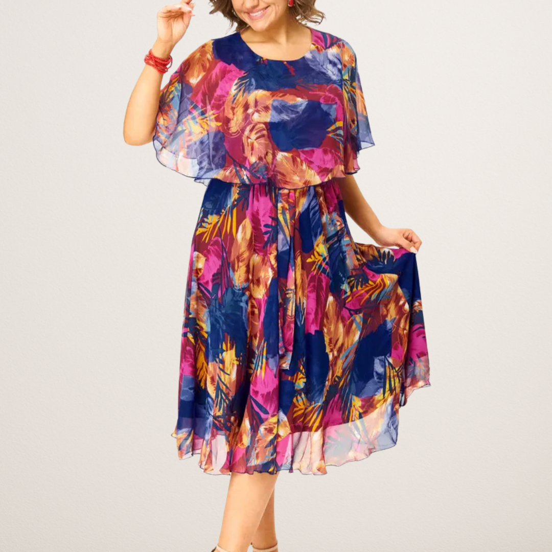 Floral Midi Dress for Women, Plus Size