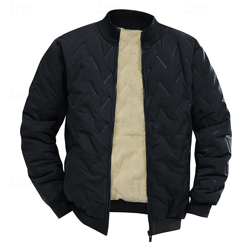 Textured Quilted Bomber Jacket for Men, Plus Size
