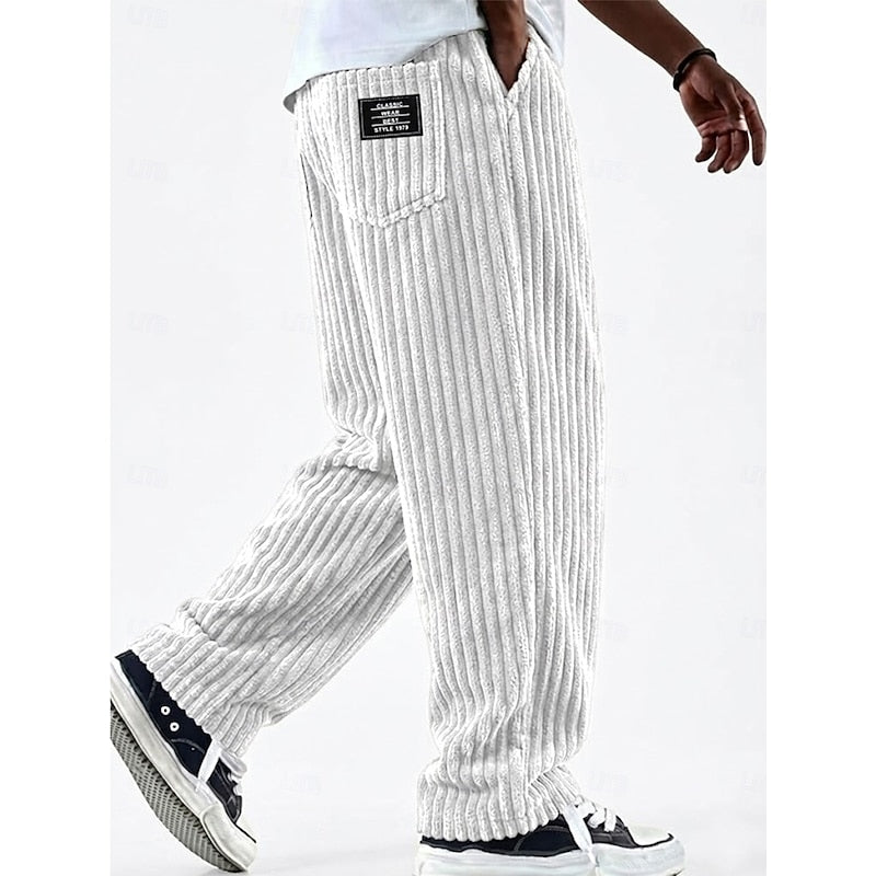 Ribbed Straight-Leg Pants for Men