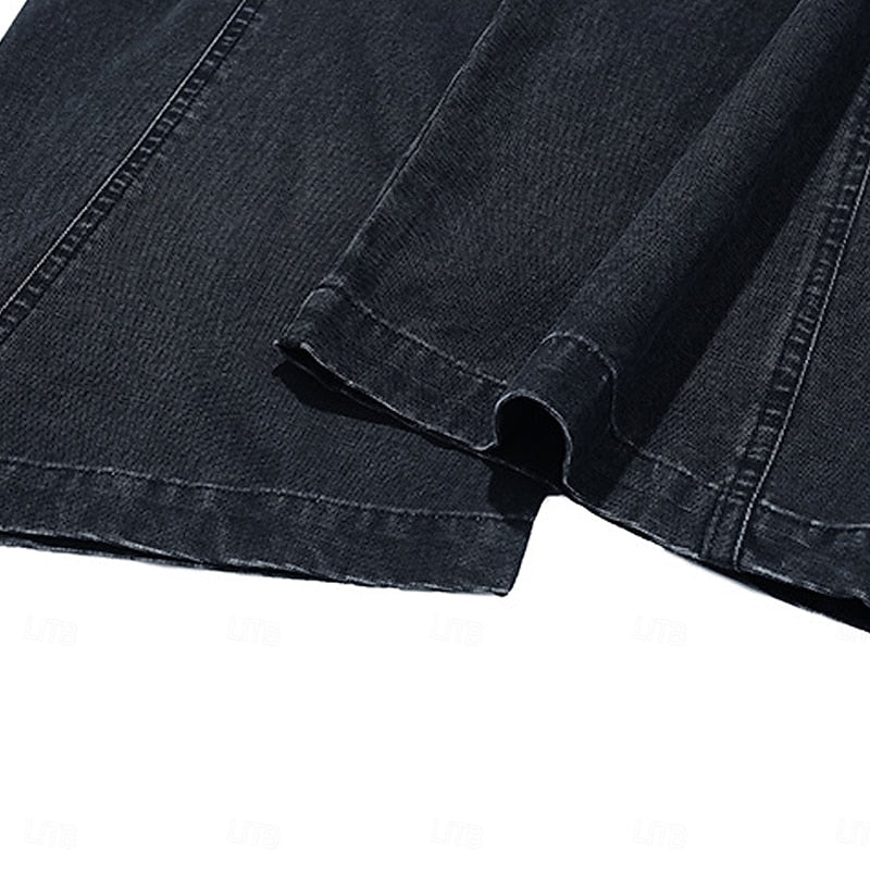 Black Relaxed Wide-Leg Cargo Pants for Men