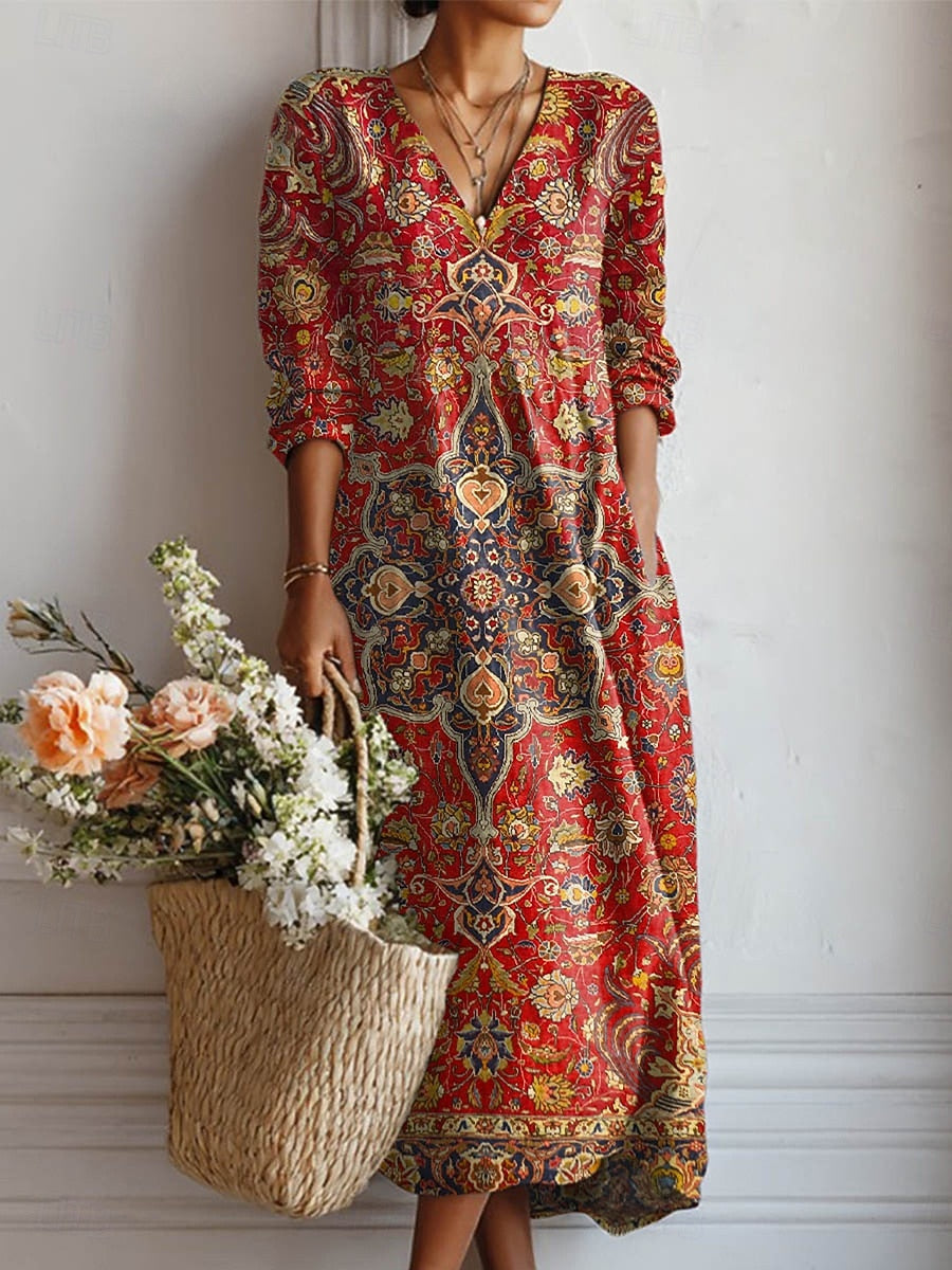 Elegant Vintage Aztec Style Dress for Women, Plus Size