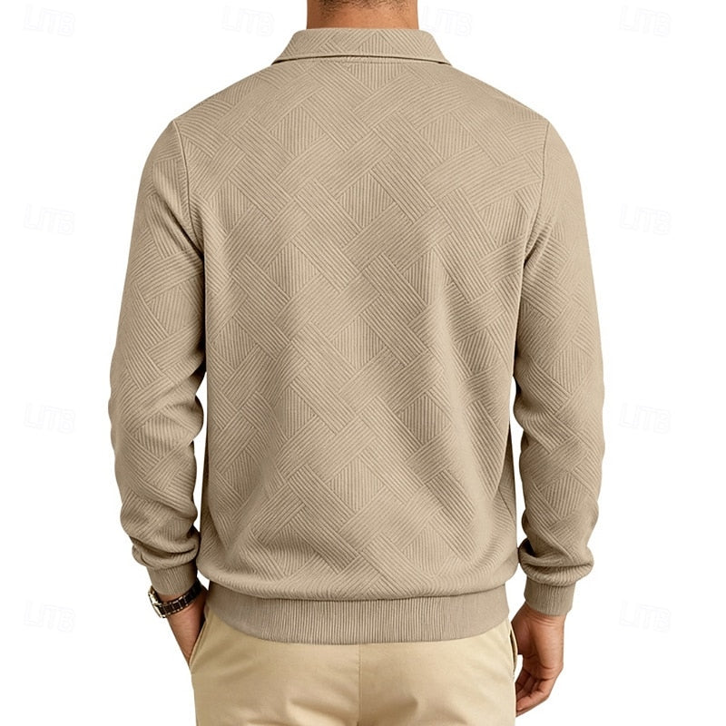 Textured Quarter-Zip Pullover for Men, Plus Size