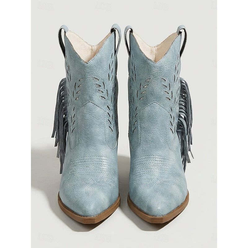 Tasseled Western Ankle Boots for Women