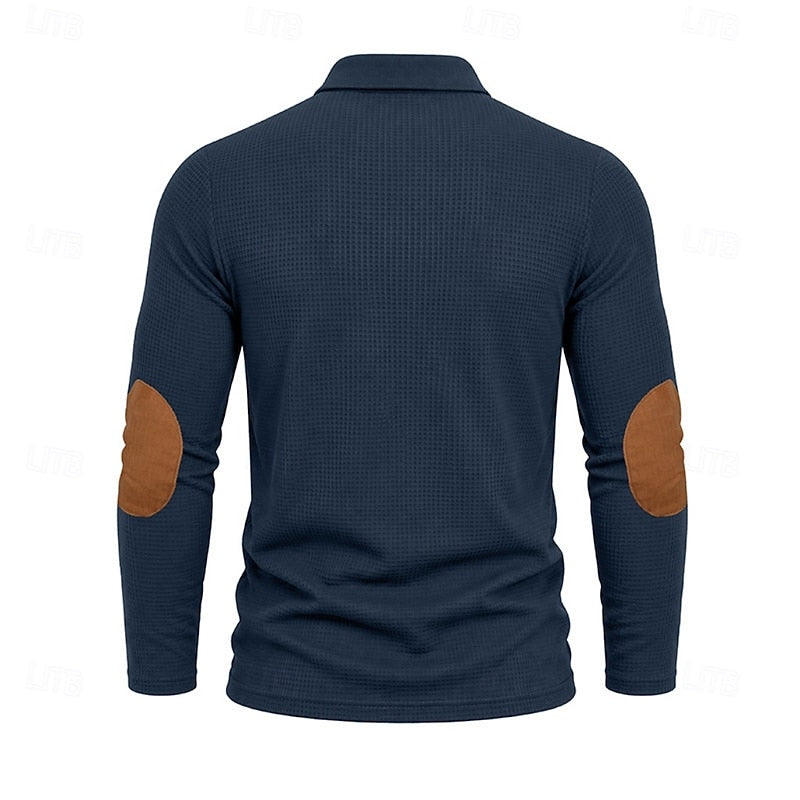 Men's Textured Colour Block Polo Shirt