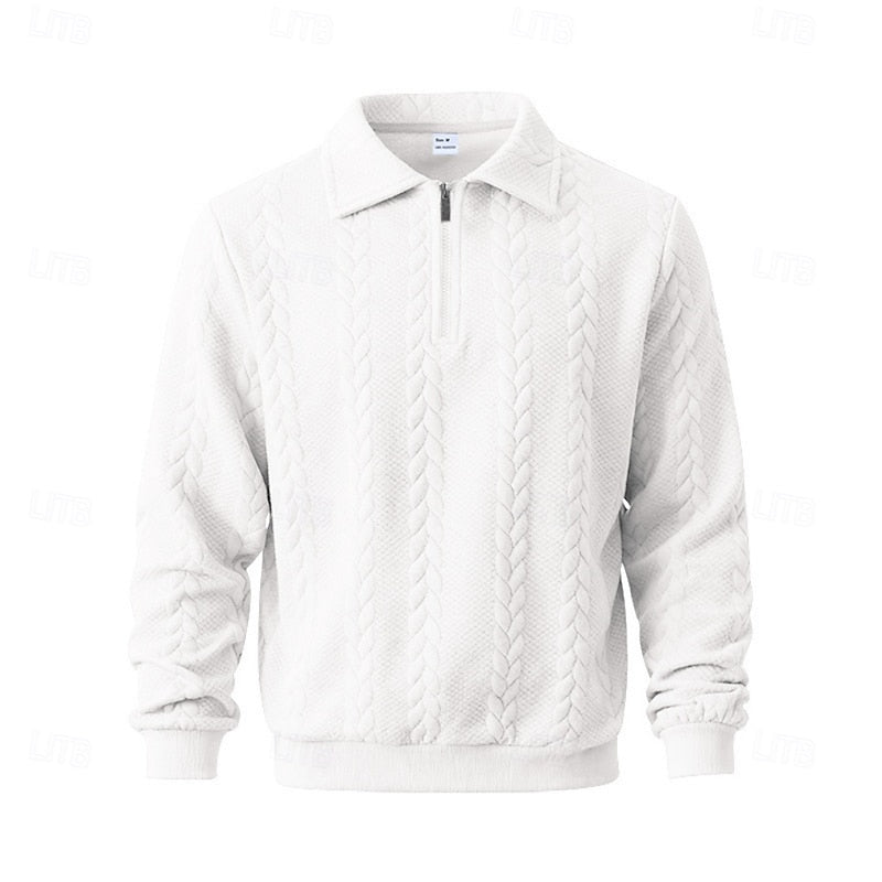 Collared Quarter-Zip Pullover for Men, Plus Size