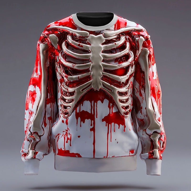 Men's Halloween Skeleton Crew Neck Sweatshirt