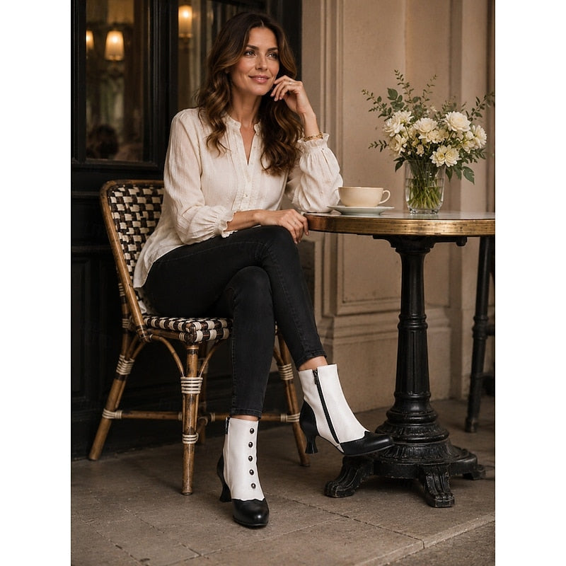 Buttoned Ankle Boots for Women, Vintage Style