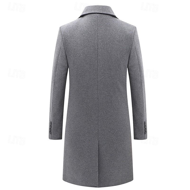 Refined Double-Breasted Overcoat for Men, Plus Size