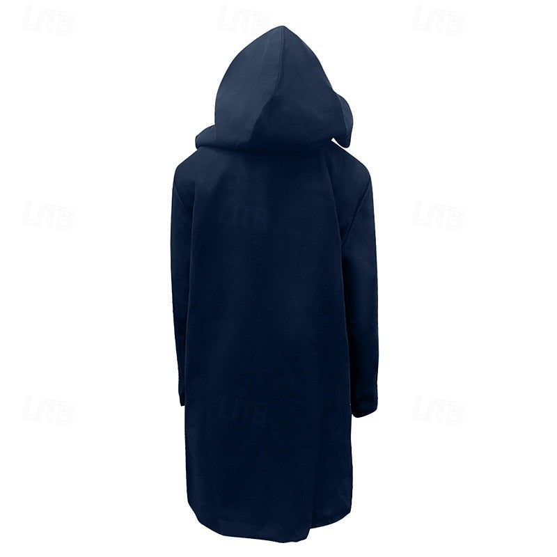 Hooded Toggle Overcoat for Men, Plus Size