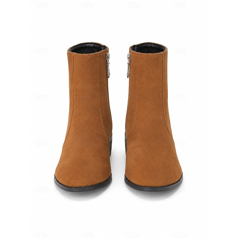 Side-Zip Block Heel Ankle Boots for Women