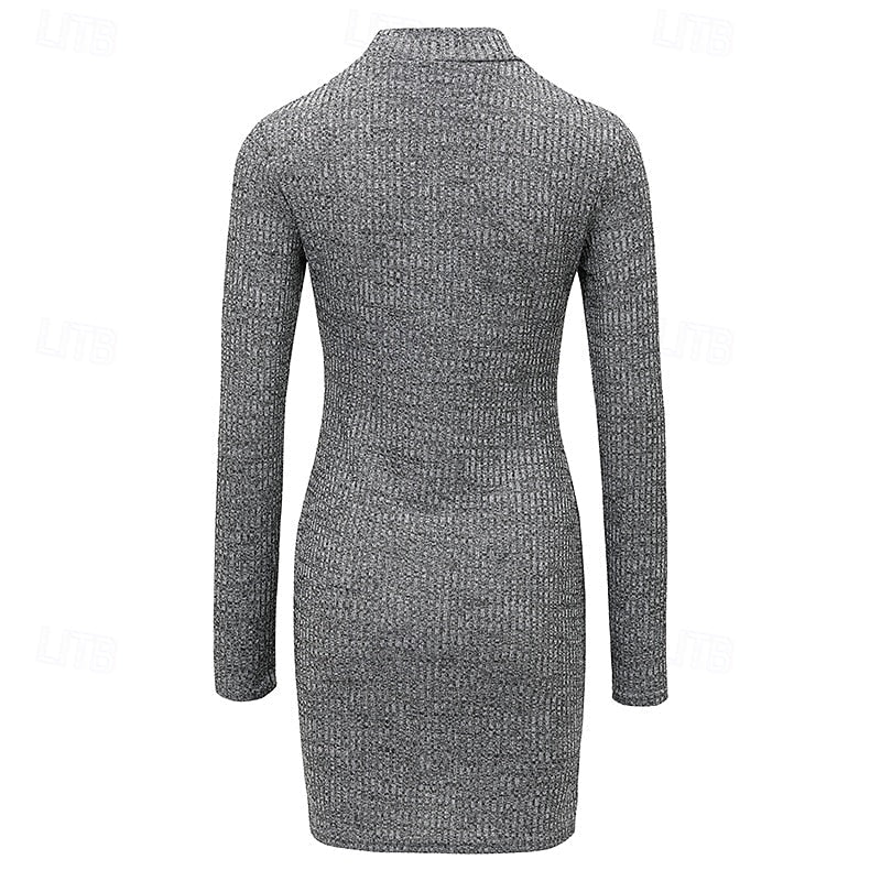Ribbed Turtleneck Sweater Dress for Women