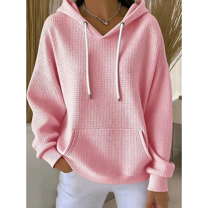 Textured Drawstring Hoodie for Women