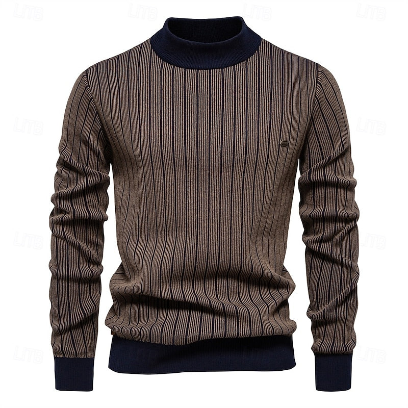 Ribbed Mock Neck Sweater for Men