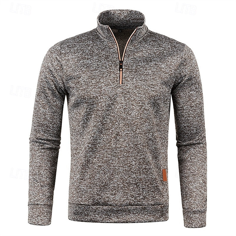 Quarter-Zip Textured Pullover Sweater for Men, Plus Size