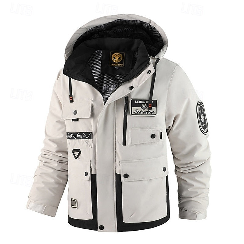 All-Weather Hooded Utility Jacket for Men, Plus Size