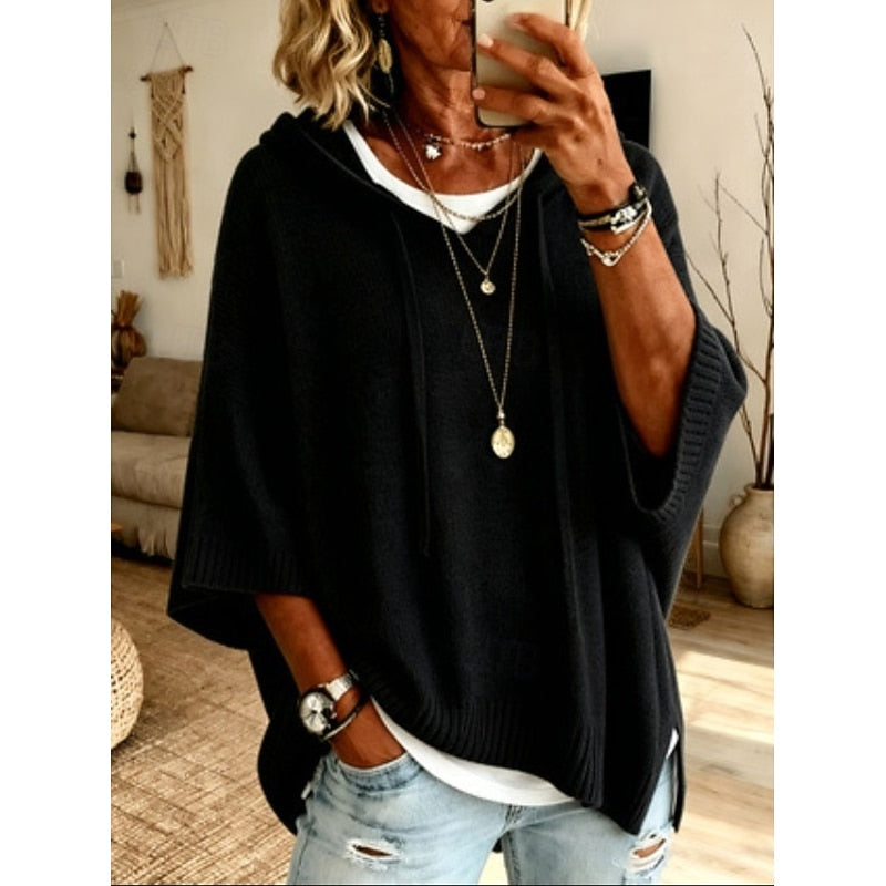 Relaxed Hooded Sweater for Women, Plus Size