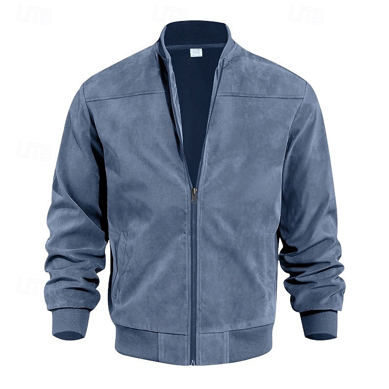 Stand-Collar Zip Jacket for Men, Plus Size