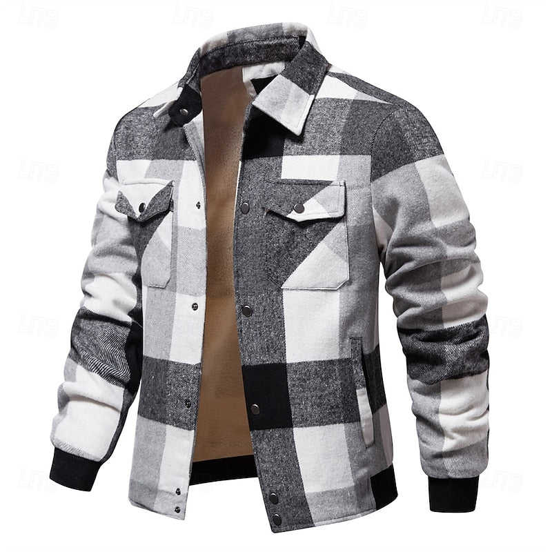 Rugged Plaid Shirt Jacket for Men