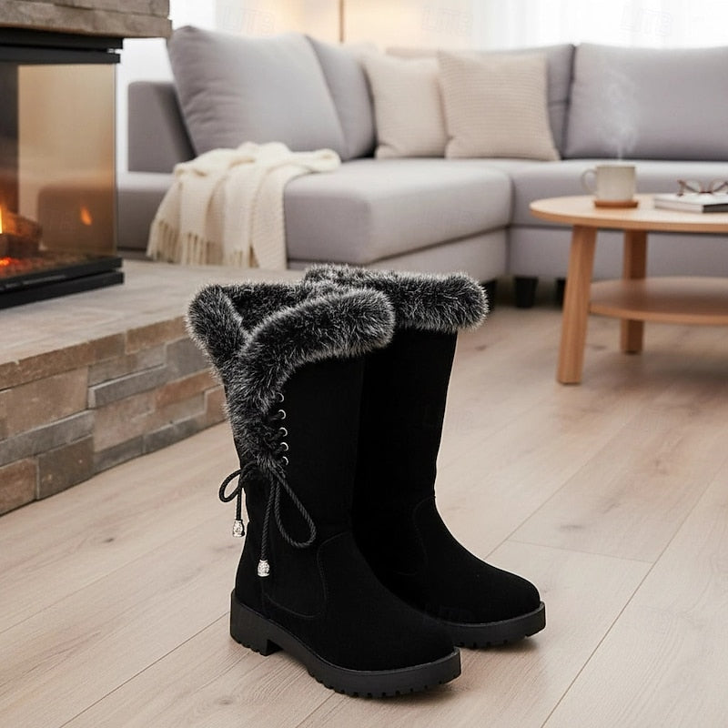 Fur-Trimmed Knee-High Winter Boots for Women