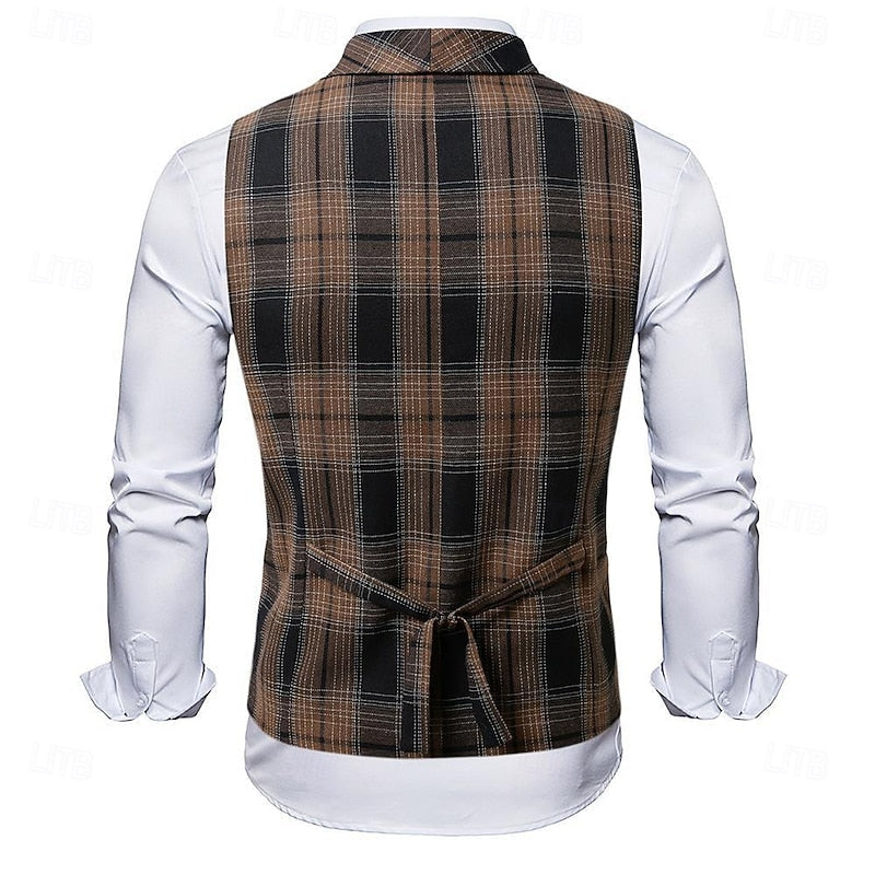 Refined Plaid Waistcoat for Men