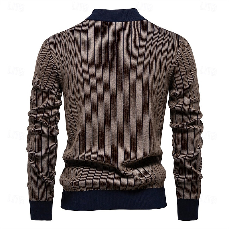 Ribbed Mock Neck Sweater for Men