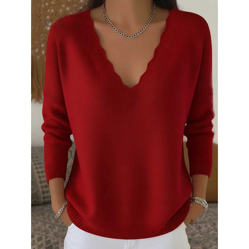 Scalloped V-Neck Halloween Pullover for Women, Plus Size