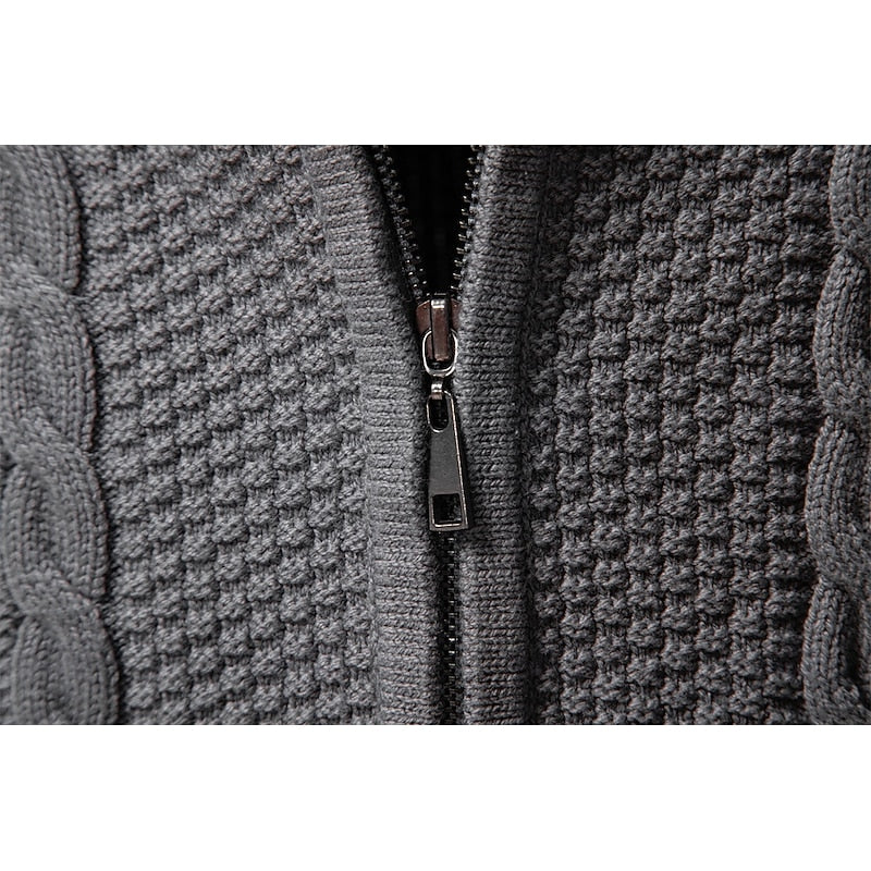 Men's Textured Zip-Up Cardigan