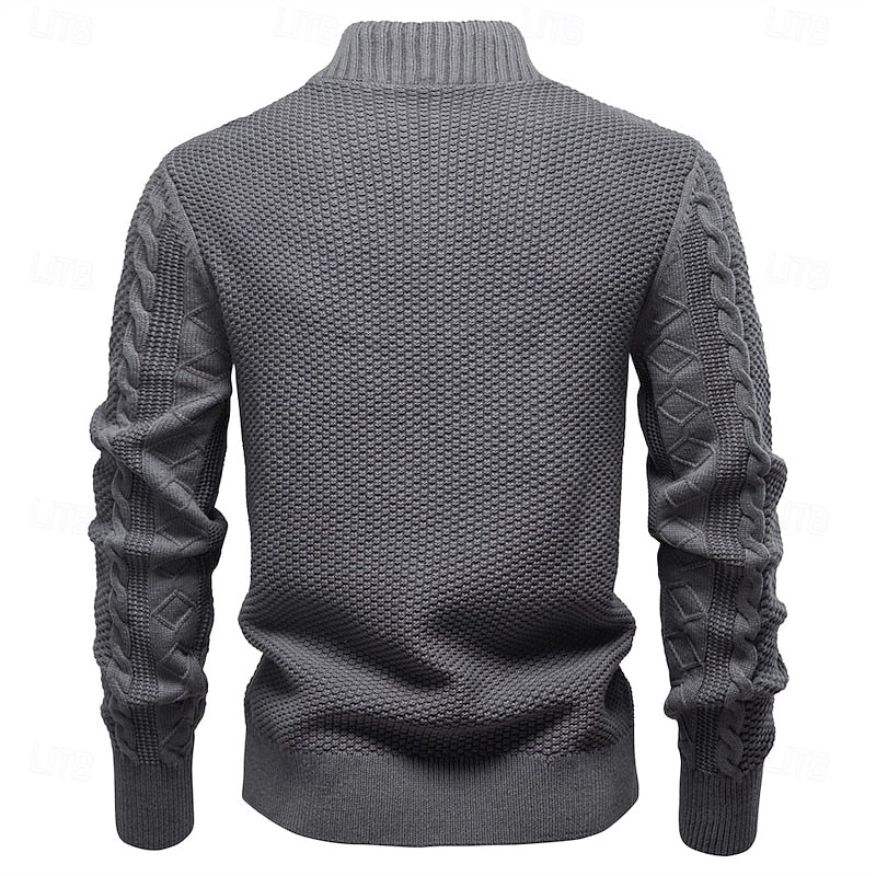 Men's Textured Zip-Up Cardigan