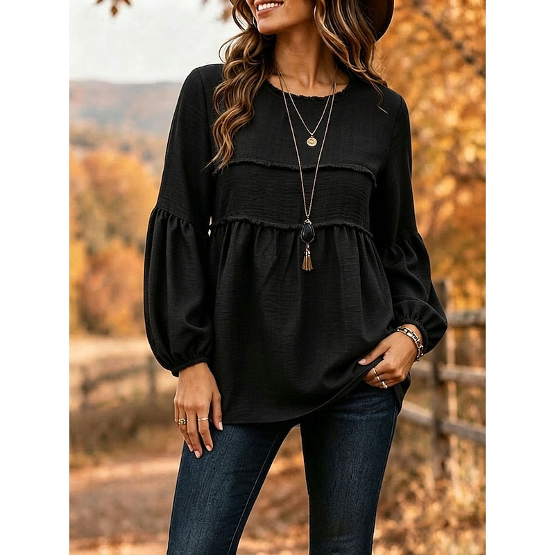 Relaxed Peplum Blouse for Women