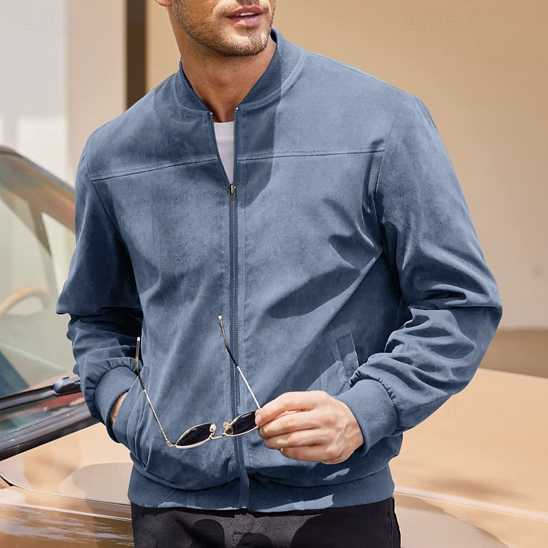 Stand-Collar Zip Jacket for Men, Plus Size