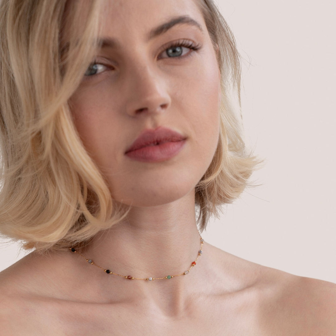 Beaded Minimalist Necklace, Women's Elegant Fit