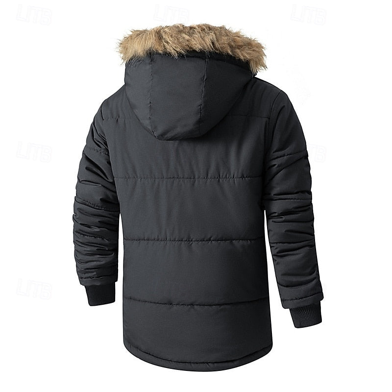 Insulated Hooded Parka for Men, Plus Size