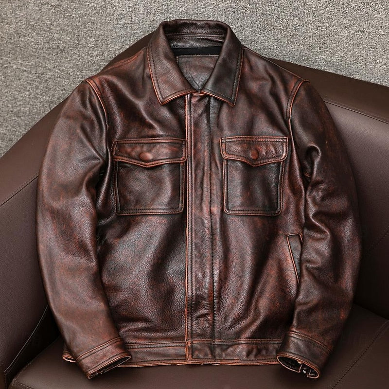 Men's Classic Collared Moto Jacket