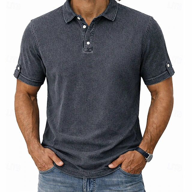 Vintage-Wash Polo Shirt for Men, Plus Size