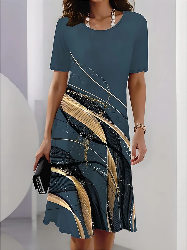 Flowing Midi Dress for Women, Elegant Style