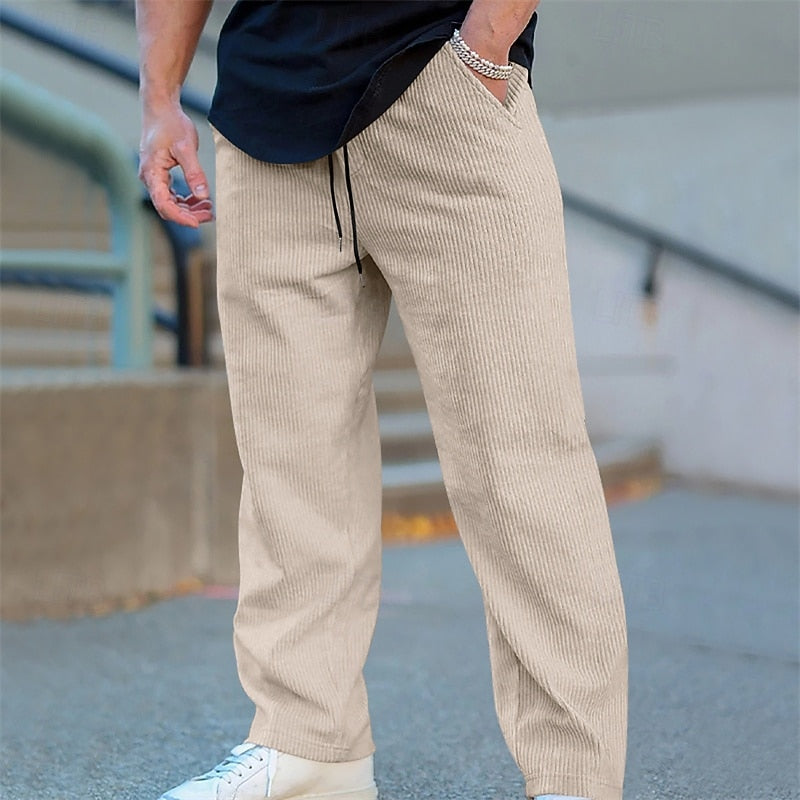 Ribbed Trousers for Men, Relaxed Style