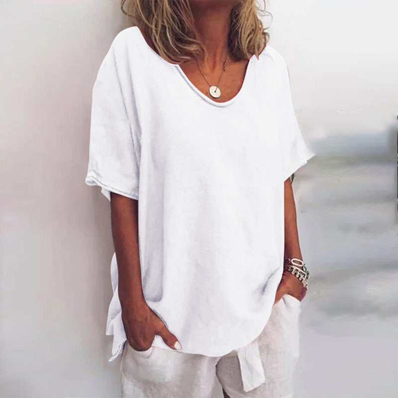 V-Neck Short Sleeve Blouse for Women, Refined Style