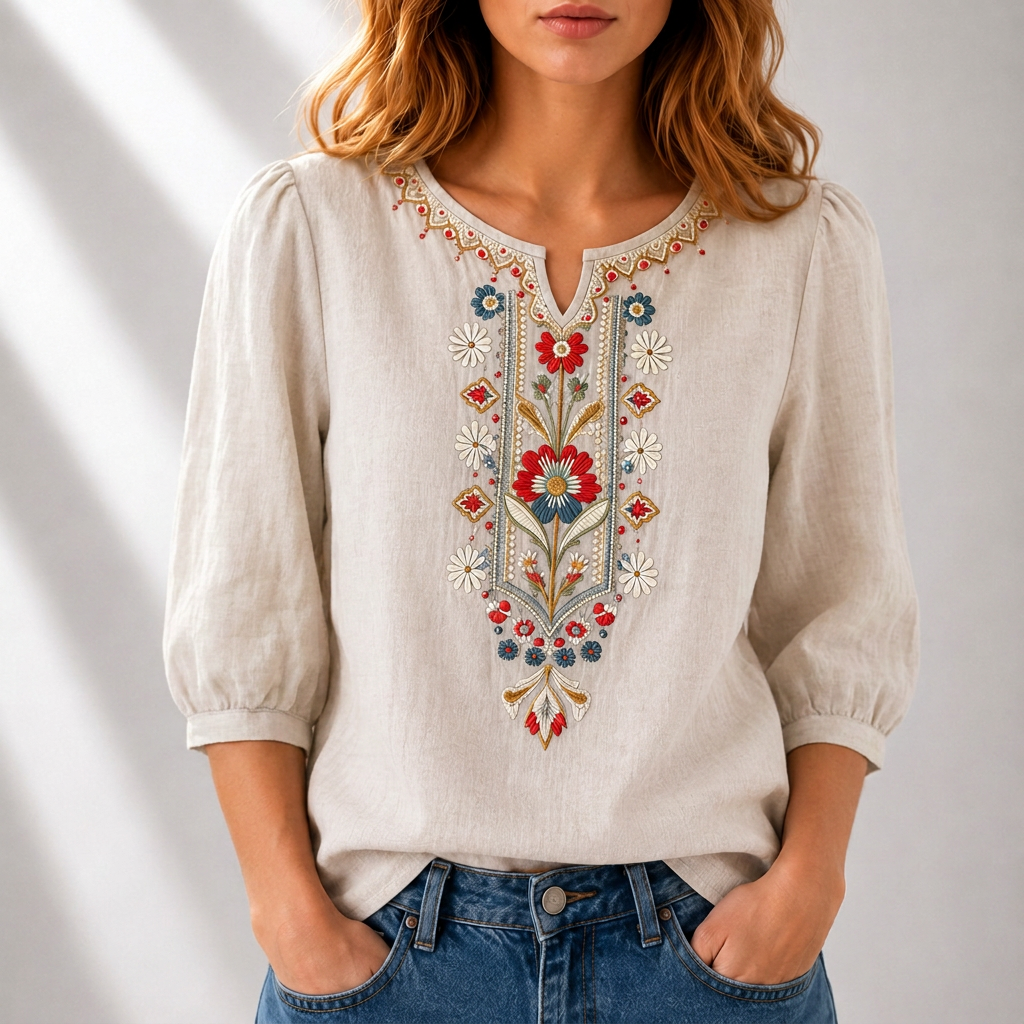 Floral Embroidered Blouse for Women