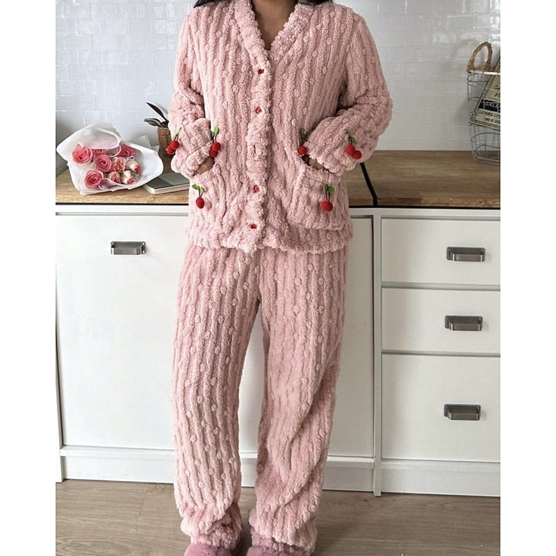 Cherry Two-Piece Set for Women, Cozy Style