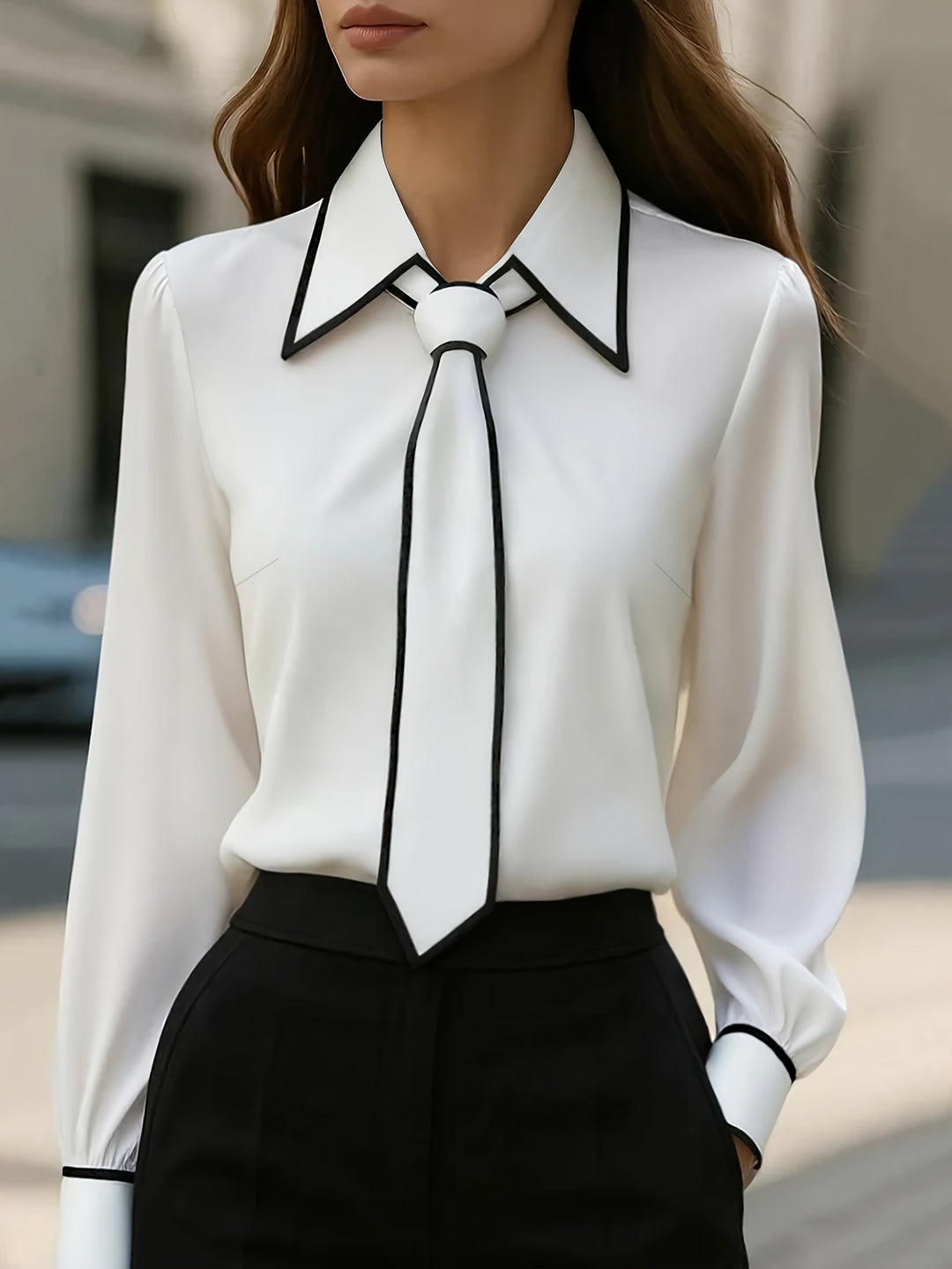 Contrast Tie Blouse for Women