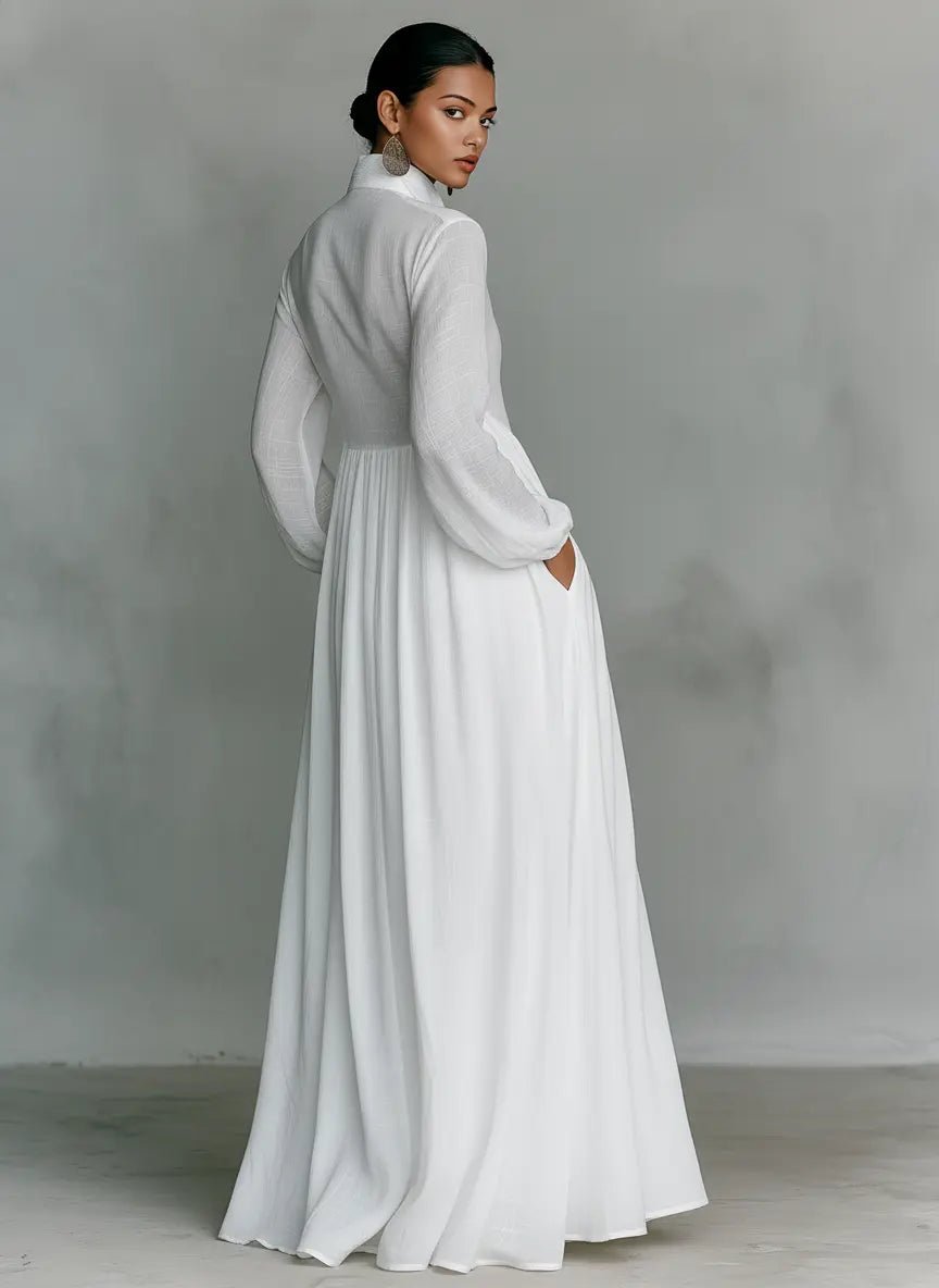 Flowing Button-Front Maxi Dress for Women
