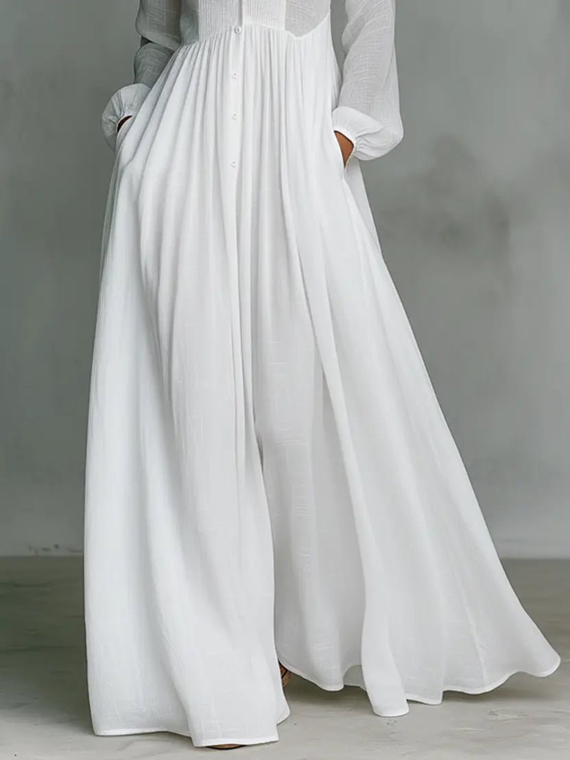 Flowing Button-Front Maxi Dress for Women