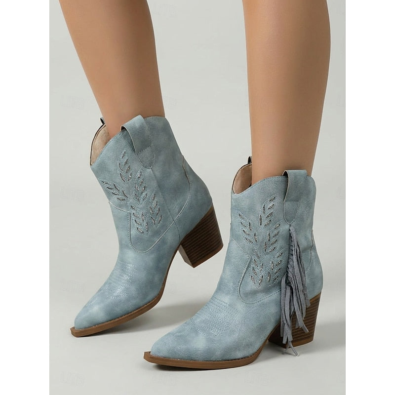 Tasseled Western Ankle Boots for Women