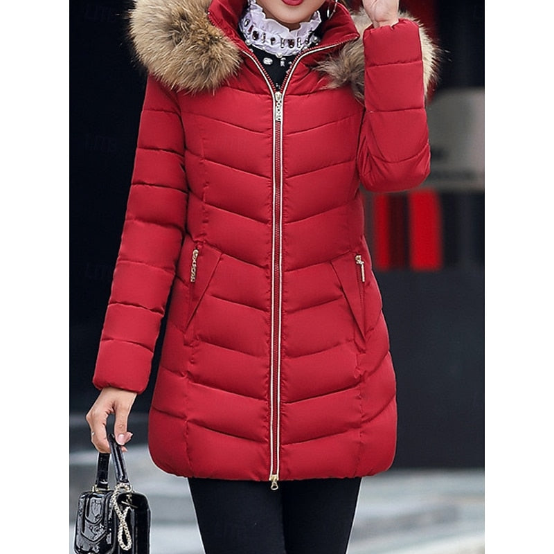 Hooded Quilted Winter Parka for Women, Plus Size
