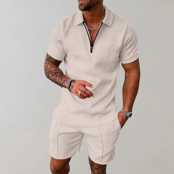 Men's Stylish Casual Polo Shirt and Shorts Set