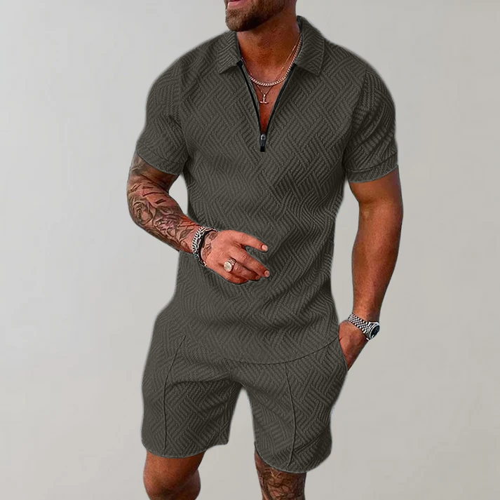 Men's Stylish Casual Polo Shirt and Shorts Set