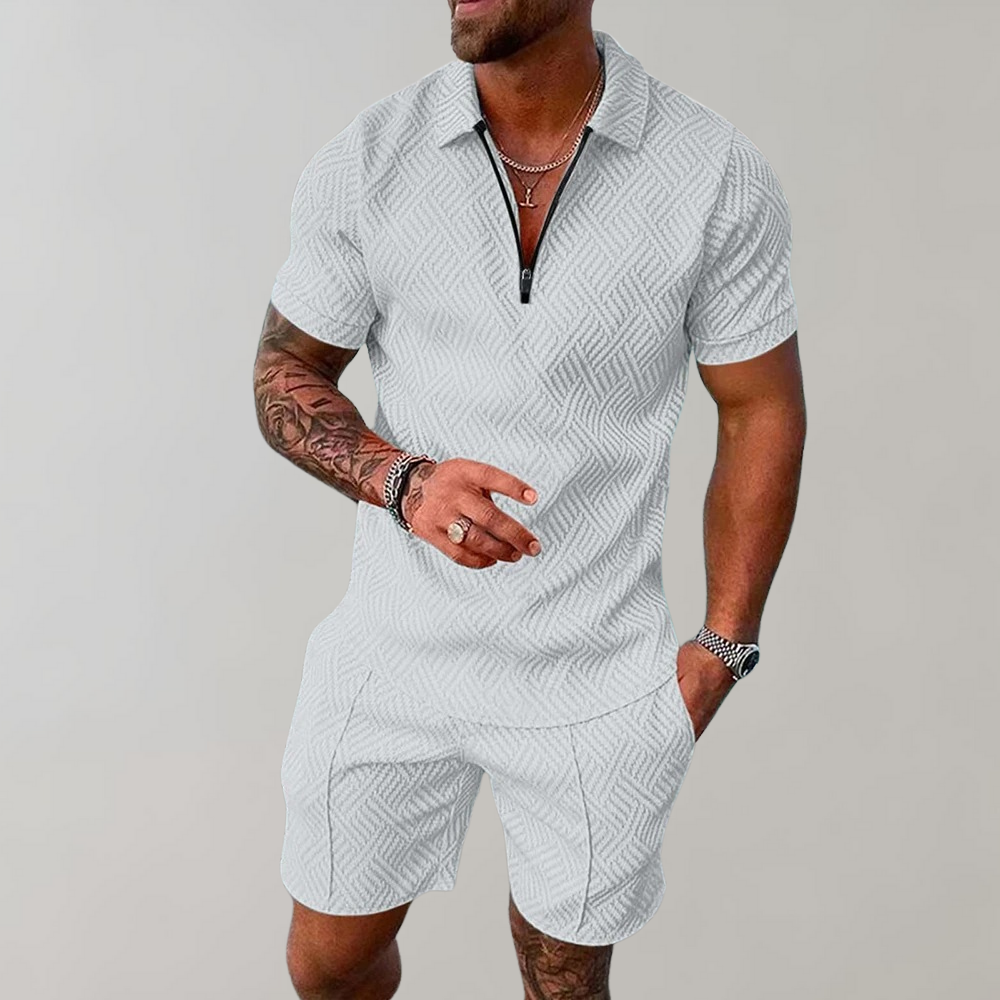 Men's Stylish Casual Polo Shirt and Shorts Set