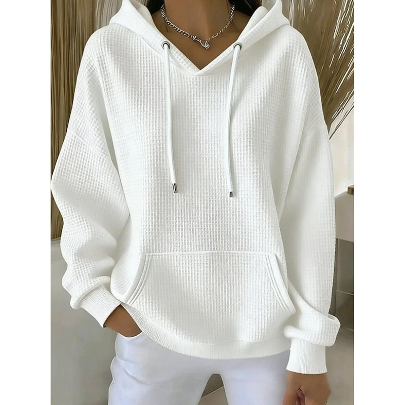 Textured Drawstring Hoodie for Women